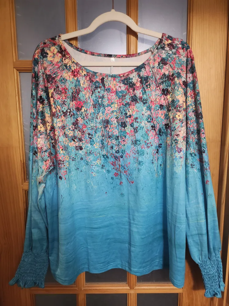 Women's XL Floral Print Long Sleeve Blouse thumbnail