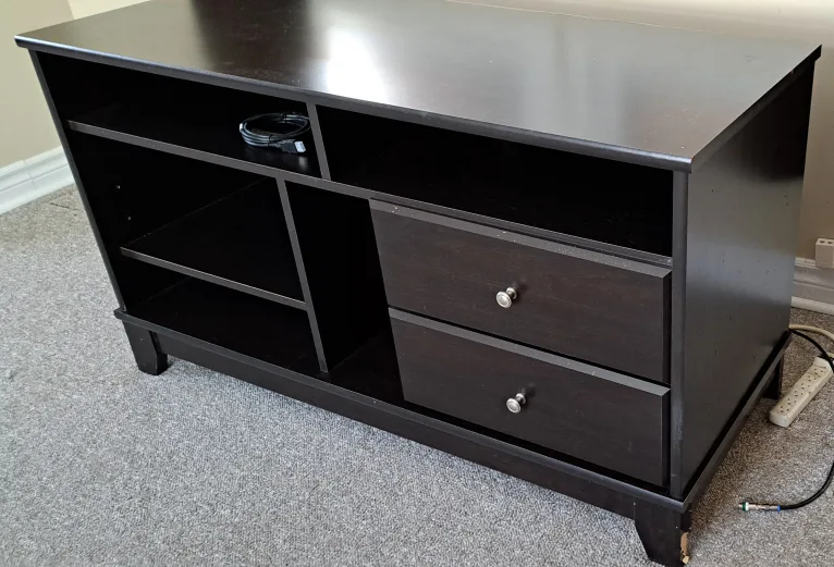 🖥 Dark brown tv & media console with two drawers image indicator(4)