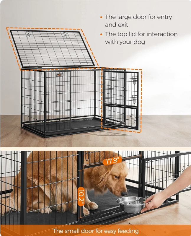 Feandrea XXL Dog Crate - Black Metal Dog Kennel - photo 3