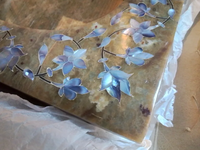 Stone picture frame with mother of pearl inlay💚 image indicator(2)