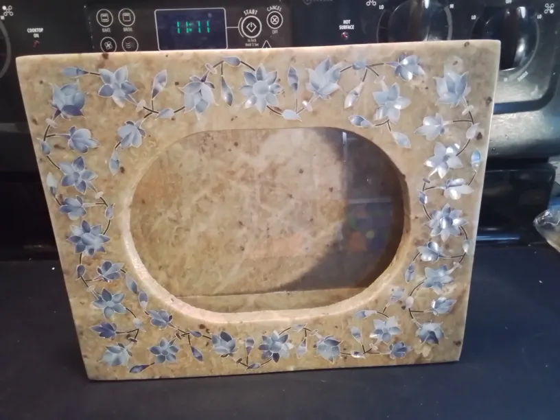 Stone picture frame with mother of pearl inlay💚 image indicator(4)
