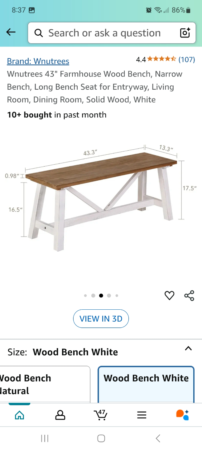 WnuTrees 43" Farmhouse Wood Bench