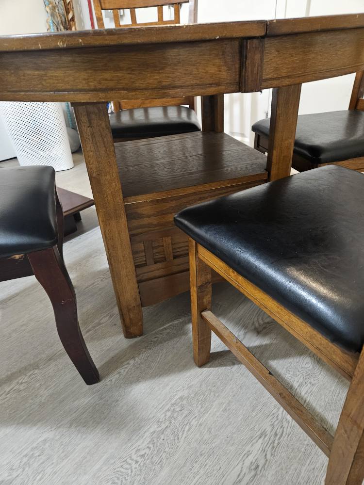 Round Wooden Dining Table, Rectangle coffee table, and 5 Chairs - photo 3
