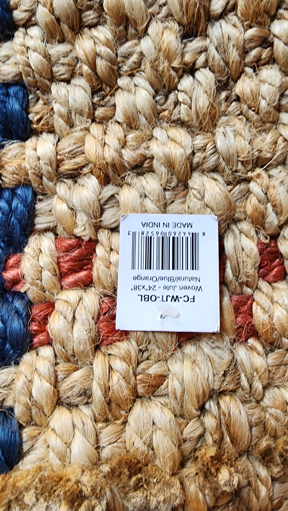 Woven Jute Rug - Natural/Blue/Orange - photo 2