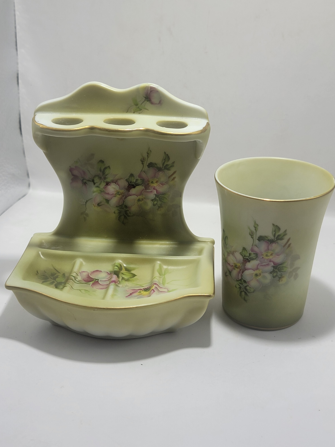 Vintage Nippon Hand-Painted Bathroom Set