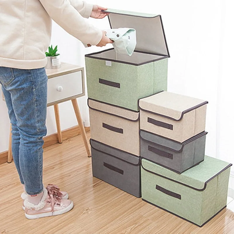 Collapsible Fabric Storage Box with Lid image indicator(2)