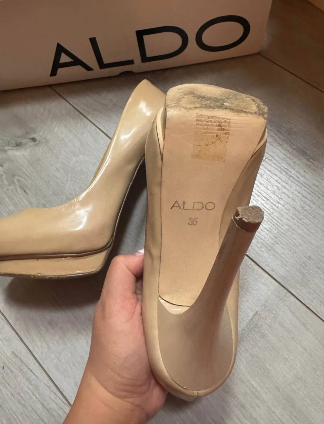 ALDO Nude Peep Toe Heels, Size 35 image indicator(2)