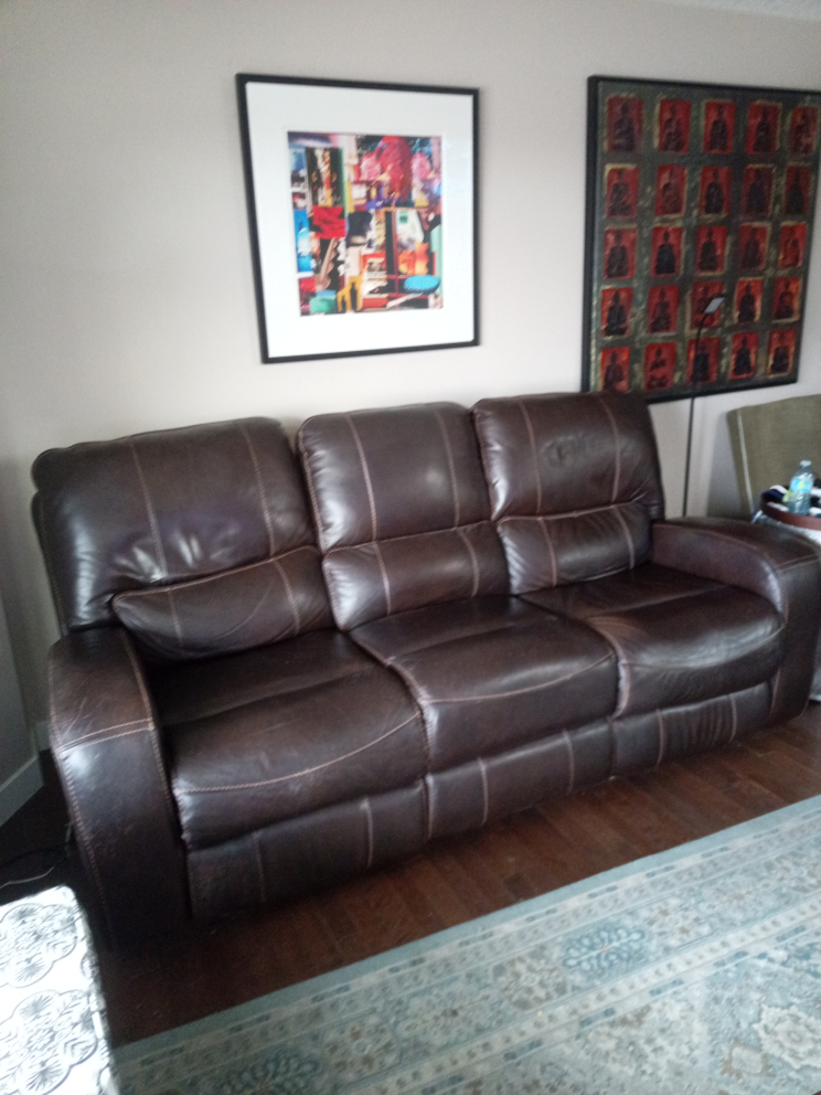 Brown Leather power Recliner Sofa