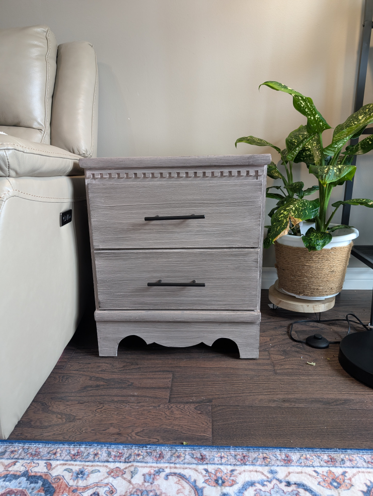 Two-Drawer Nightstand - Distressed Grey Finish 💚 - photo 2
