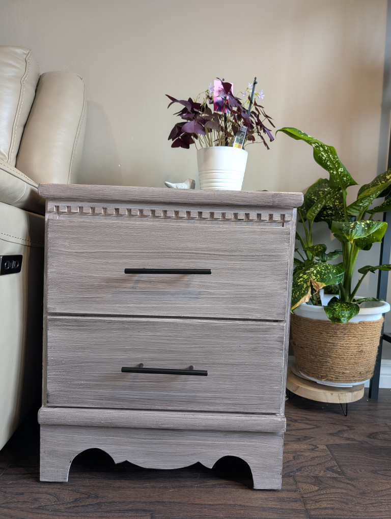 Two-Drawer Nightstand - Distressed Grey Finish 💚 - photo 4