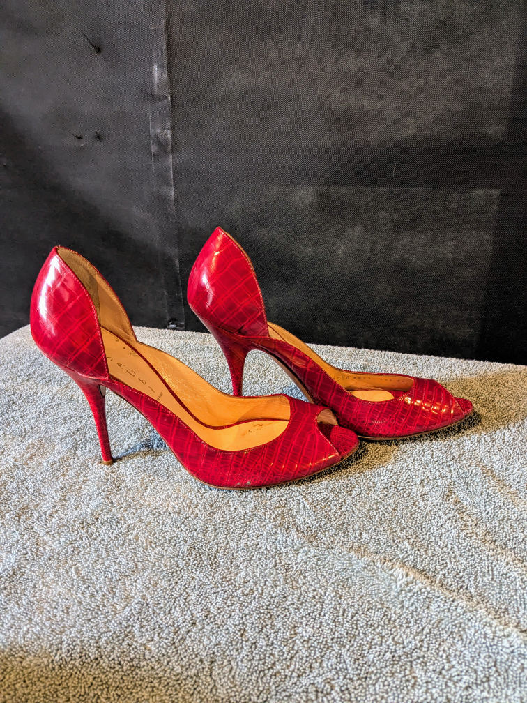 Casadei Red Peep-Toe Heels size 10 - photo 3