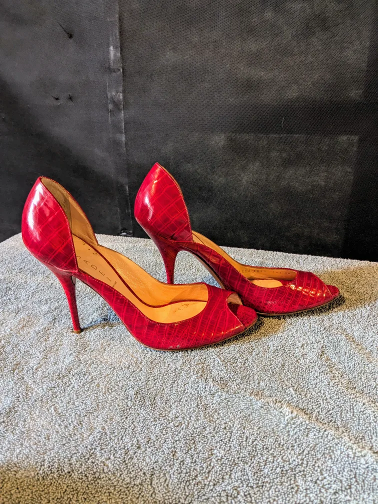 Casadei Red Peep-Toe Heels size 10 image indicator(3)