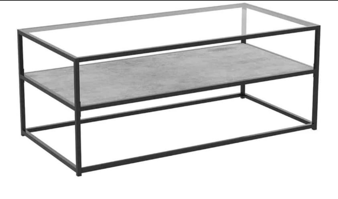 Modern Glass Top Coffee Table with Metal Frame