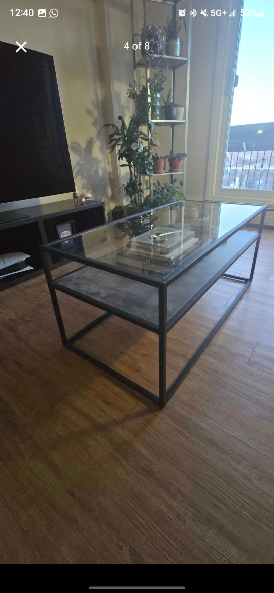Modern Glass Top Coffee Table with Metal Frame - photo 3