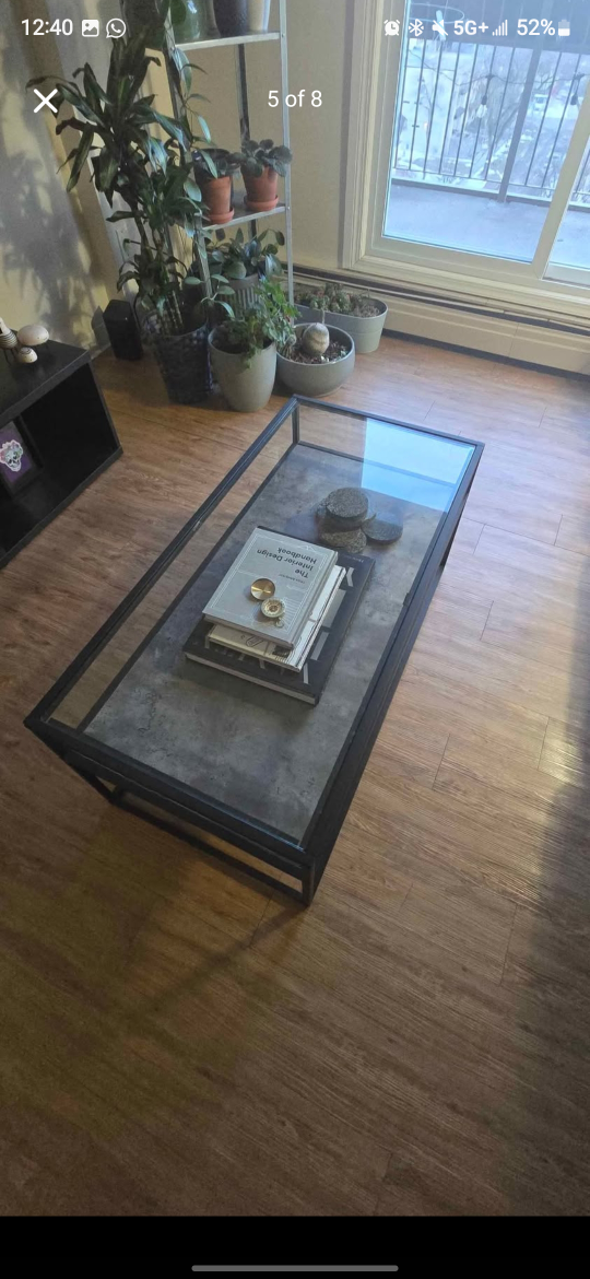 Modern Glass Top Coffee Table with Metal Frame - photo 4