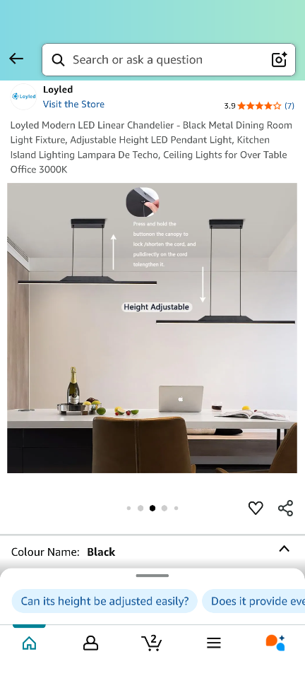 Loyled Modern LED Linear Chandelier - Black