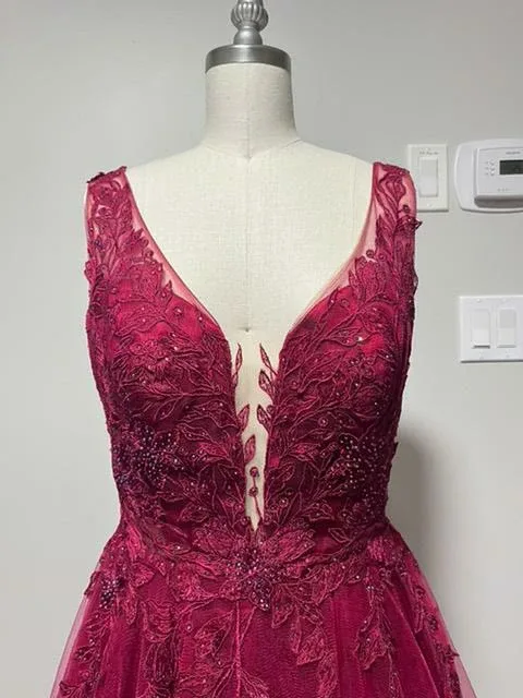 Stunning Burgundy A-Line Formal Gown image indicator(2)