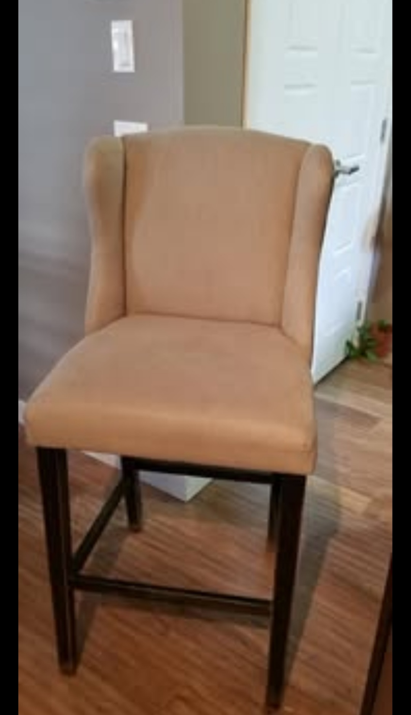 Beige Fabric Counter Height Chair