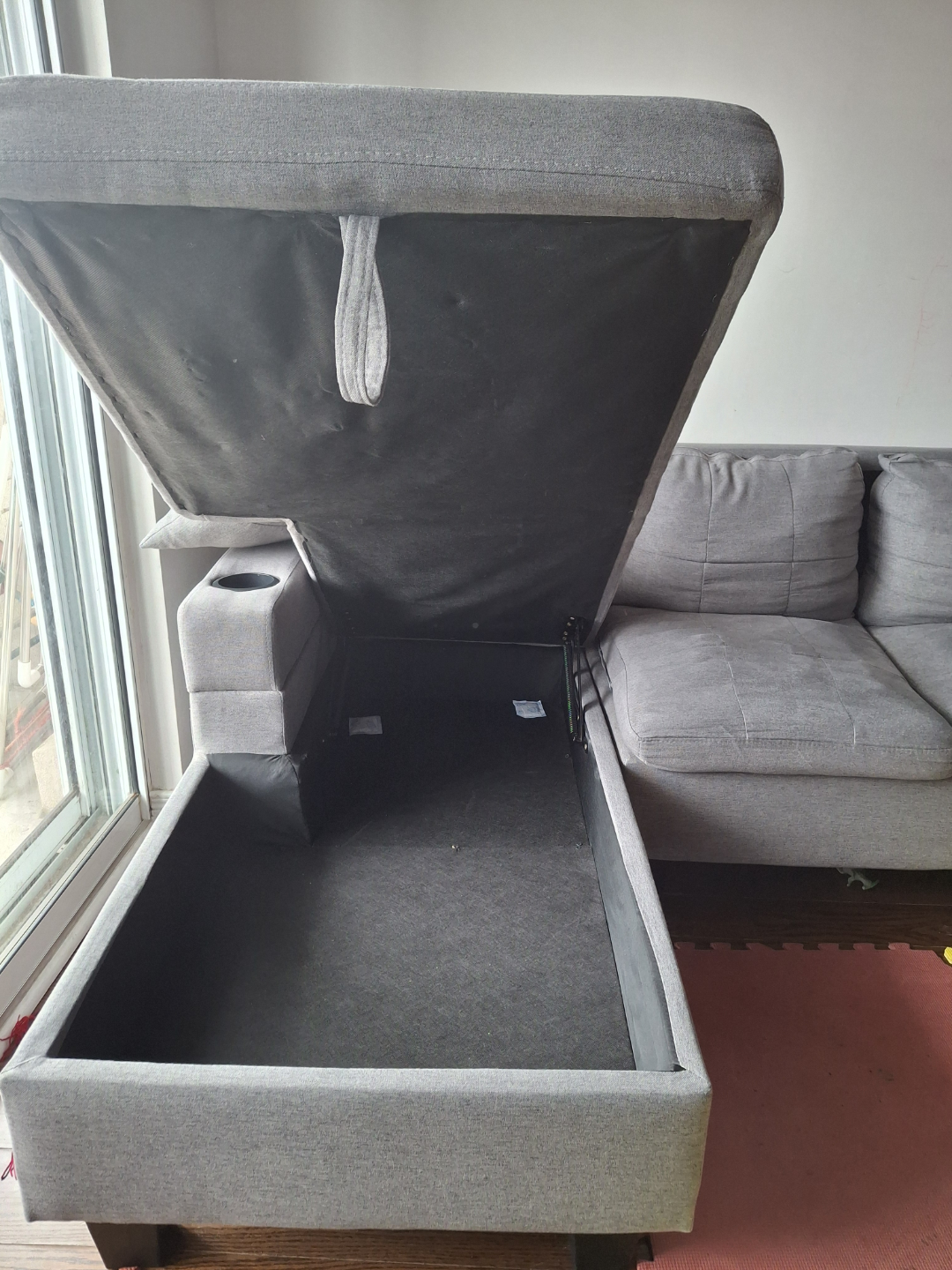 Grey L-Shaped Sectional Sofa with Storage - photo 3