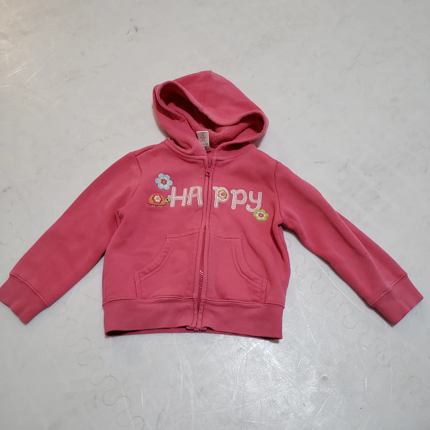 Gymboree Girls Pink Happy Hoodie Size XS (3-4)