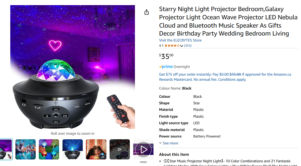 Starry Night Light Projector with Bluetooth Speaker