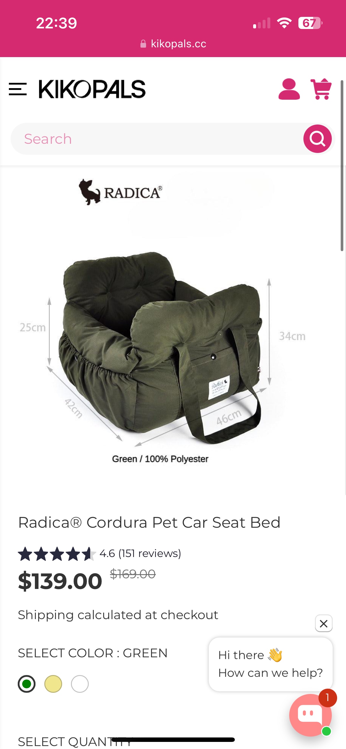 Radica Bellimbusto Pet Car Seat Bed - new with tags