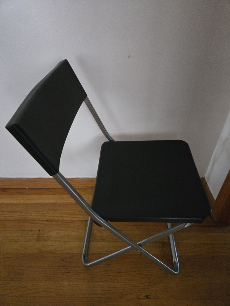 💚 Black Folding Chair with Silver Frame - photo 2