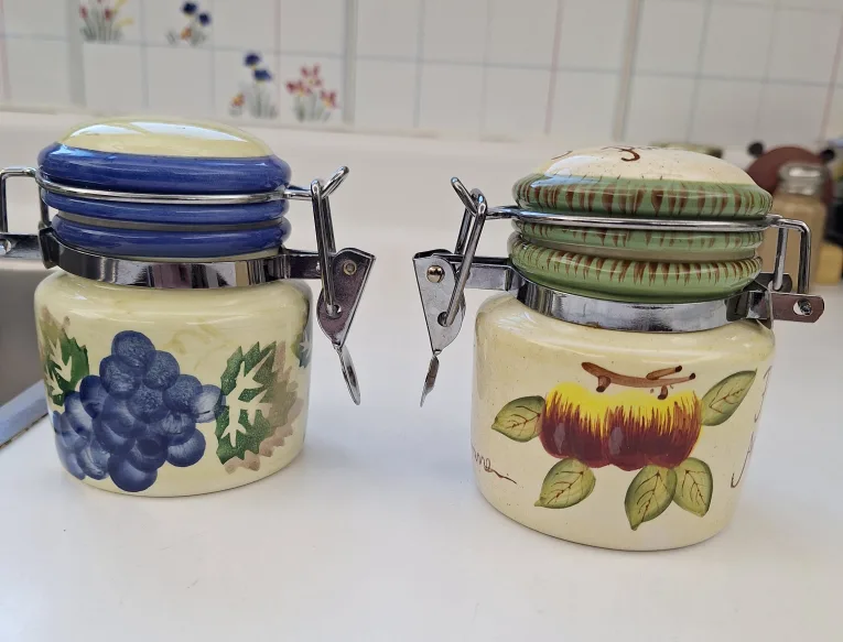 Ceramic Jars with Metal Clasps - Set of Two image indicator(2)