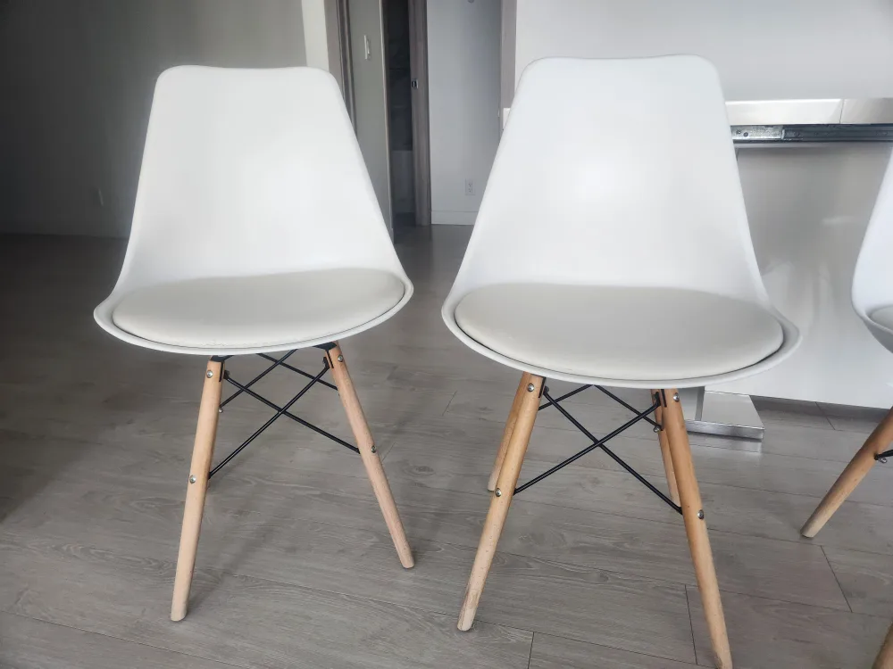 Eiffel stylish Dinning Chairs with Cushion - White/ Natural image indicator(3)