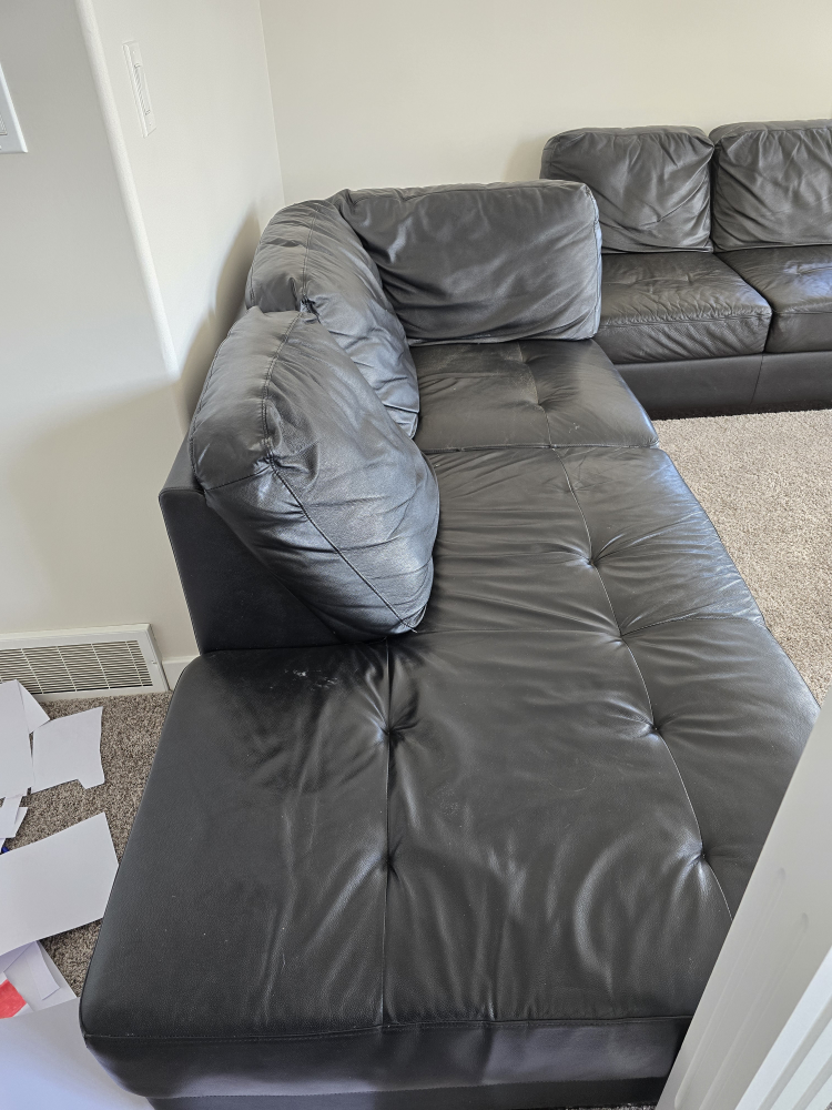 Black Leather Sectional Sofa - photo 2