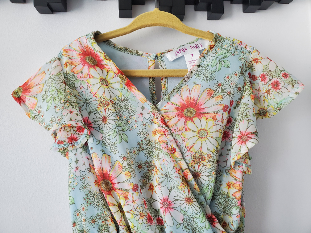 Girls' Floral Jumpsuit with skirt and shorts- Size 7 - photo 3