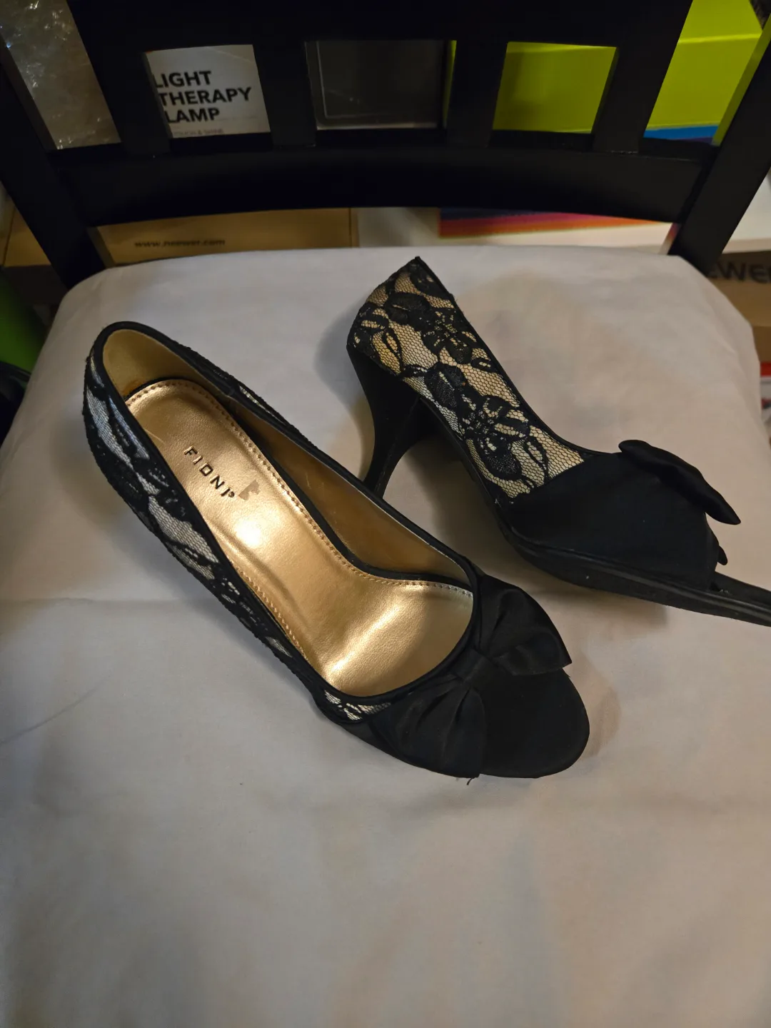 Fioni Black Lace Heels Size 5 image indicator(2)