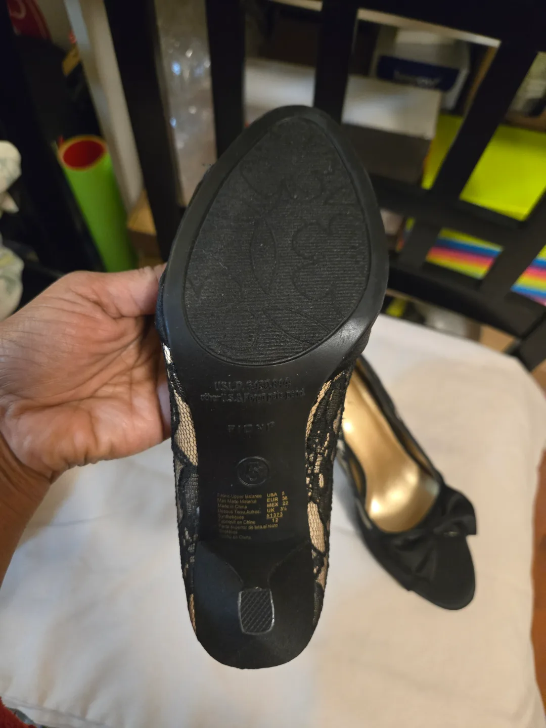 Fioni Black Lace Heels Size 5 image indicator(3)