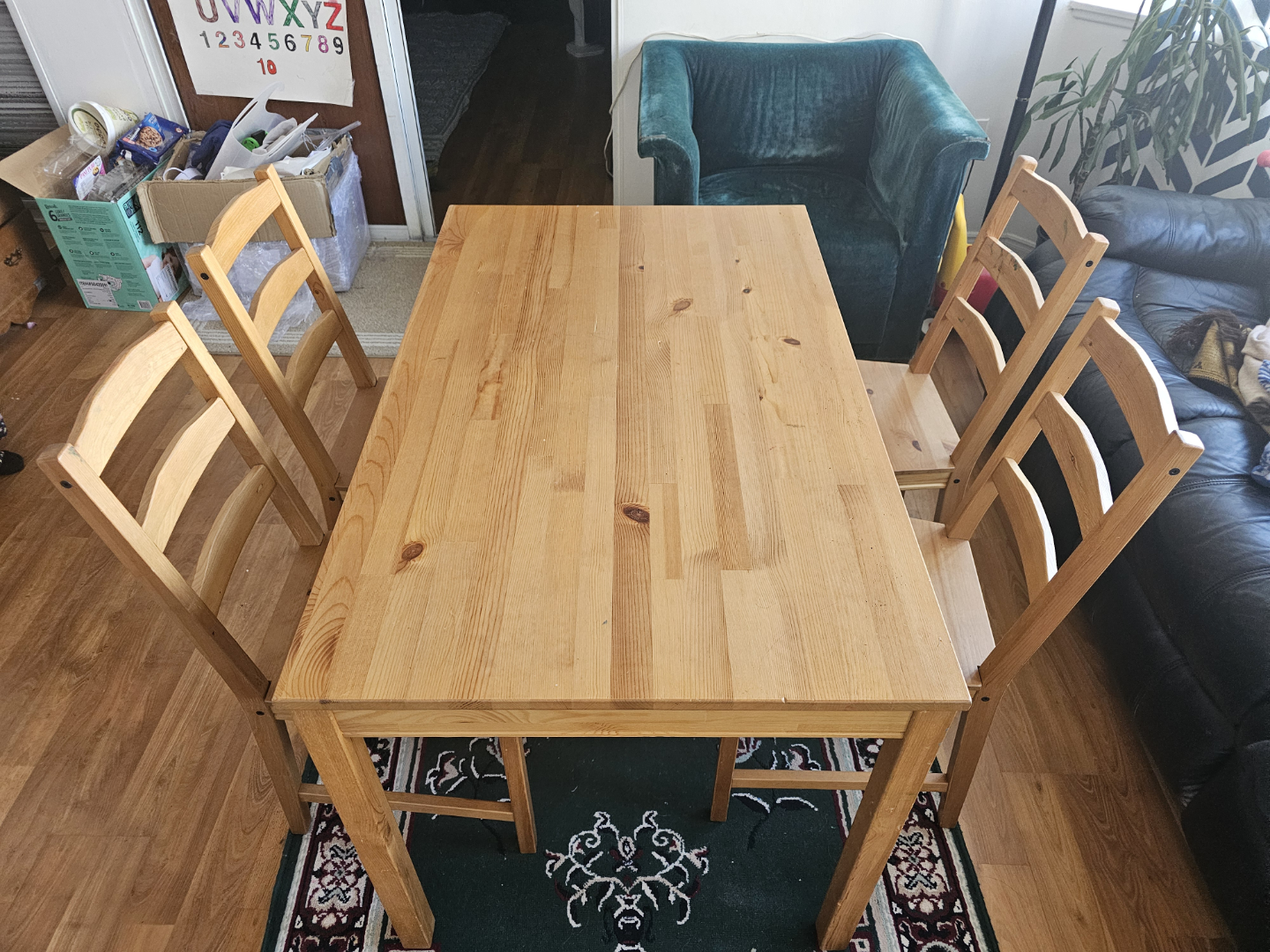 IKEA Wooden Dining Table and Four Chairs Set