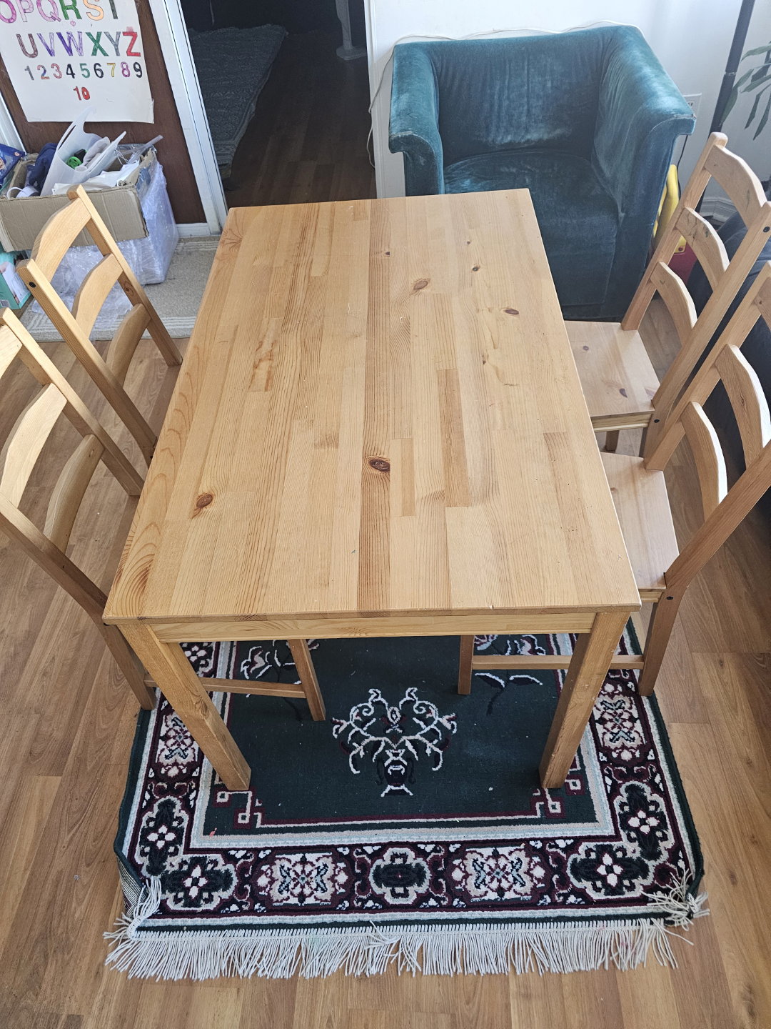 IKEA Wooden Dining Table and Four Chairs Set - photo 2