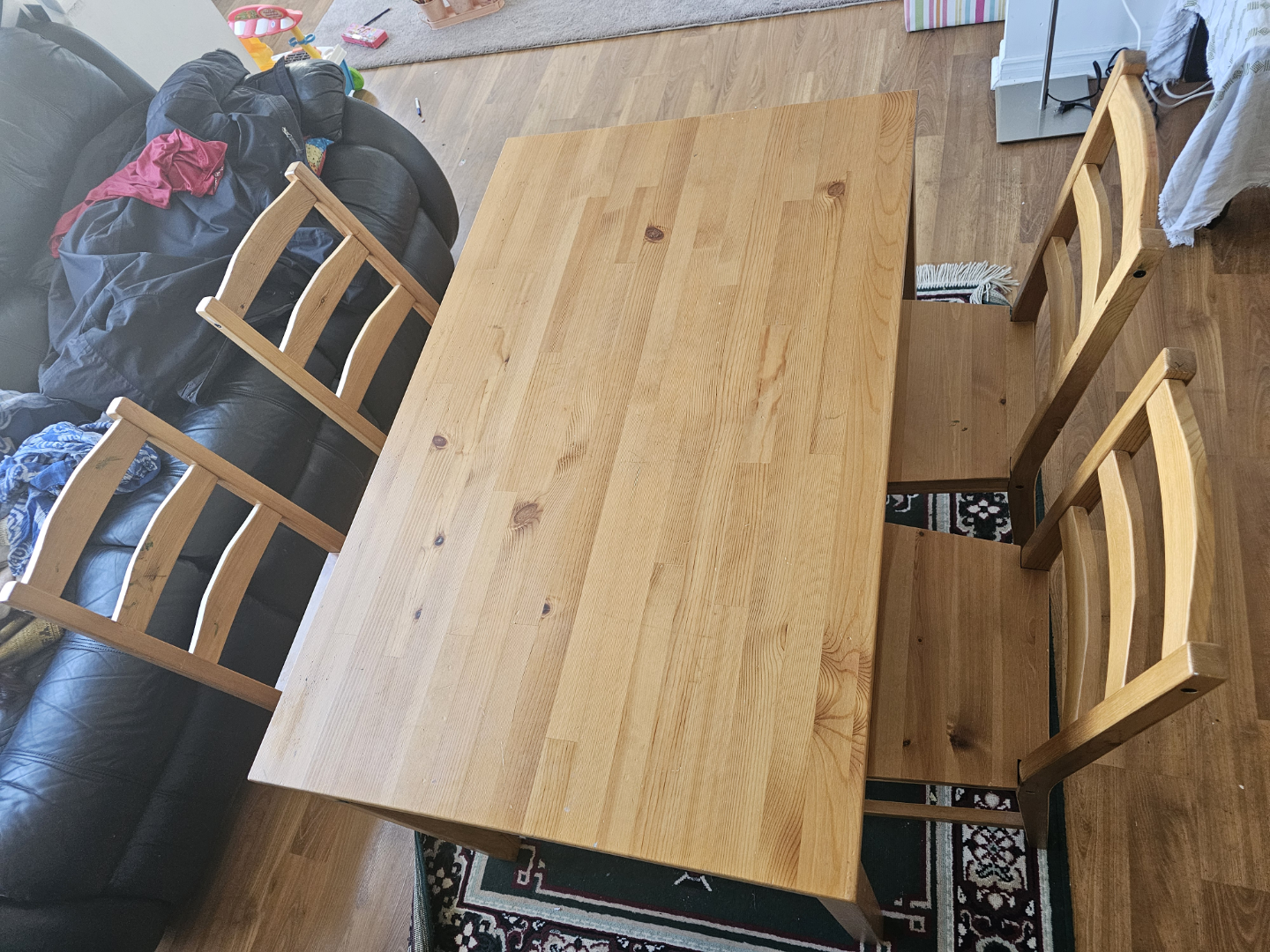 IKEA Wooden Dining Table and Four Chairs Set - photo 3