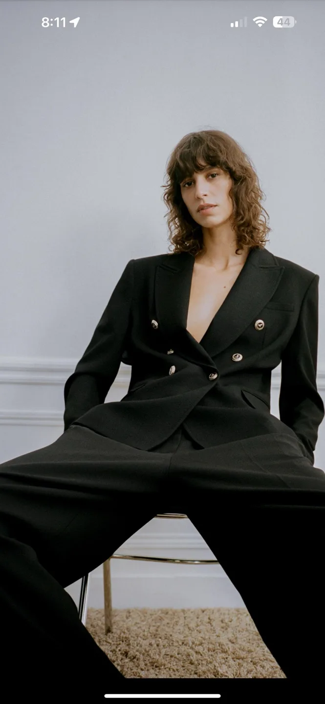 Zara Black Double Breasted Blazer image indicator(3)