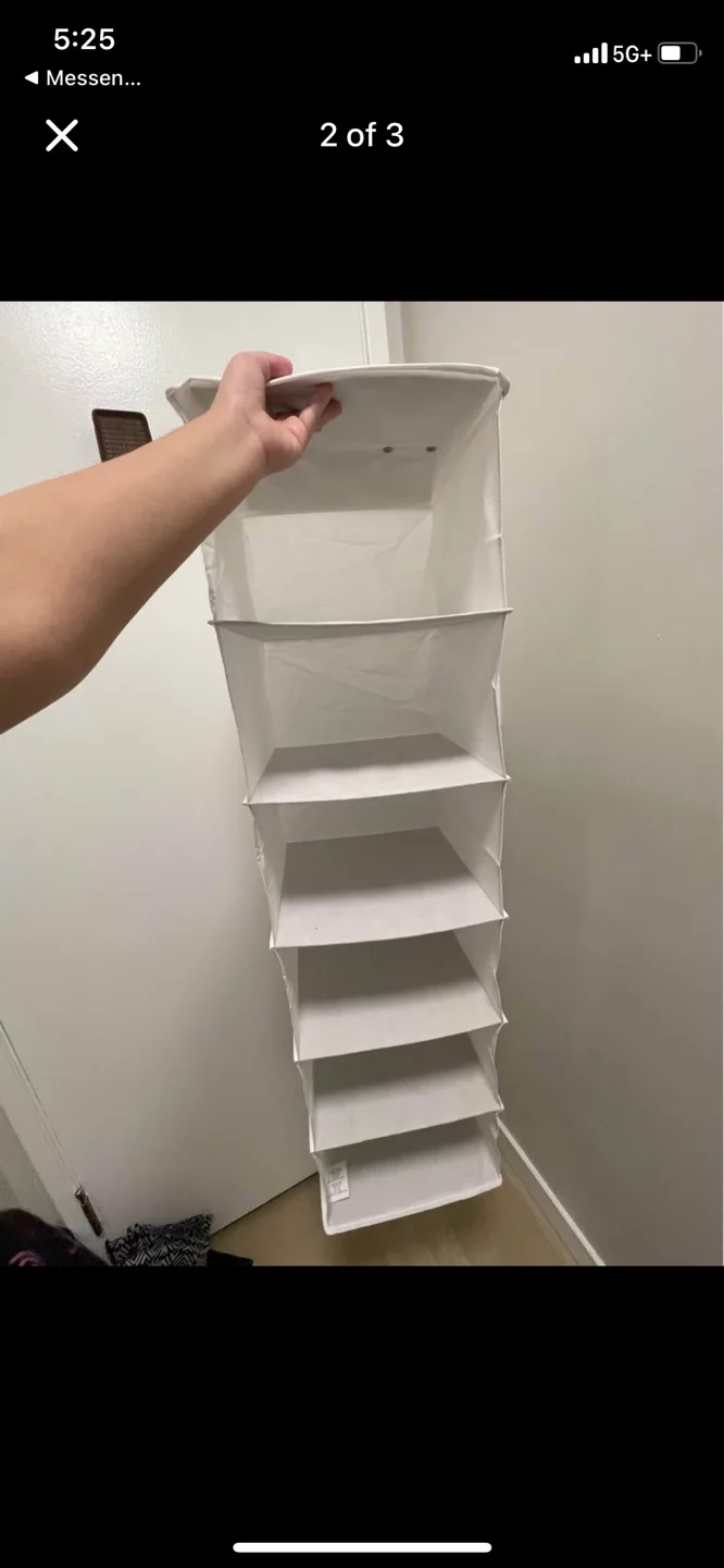 White Fabric Hanging Closet Organiser thumbnail