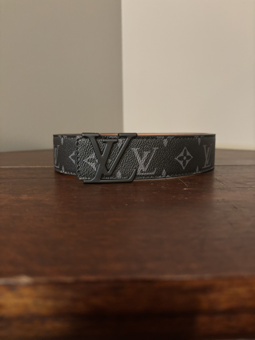 Louis Vuitton Black Monogram Eclipse Reversible Belt Size 44