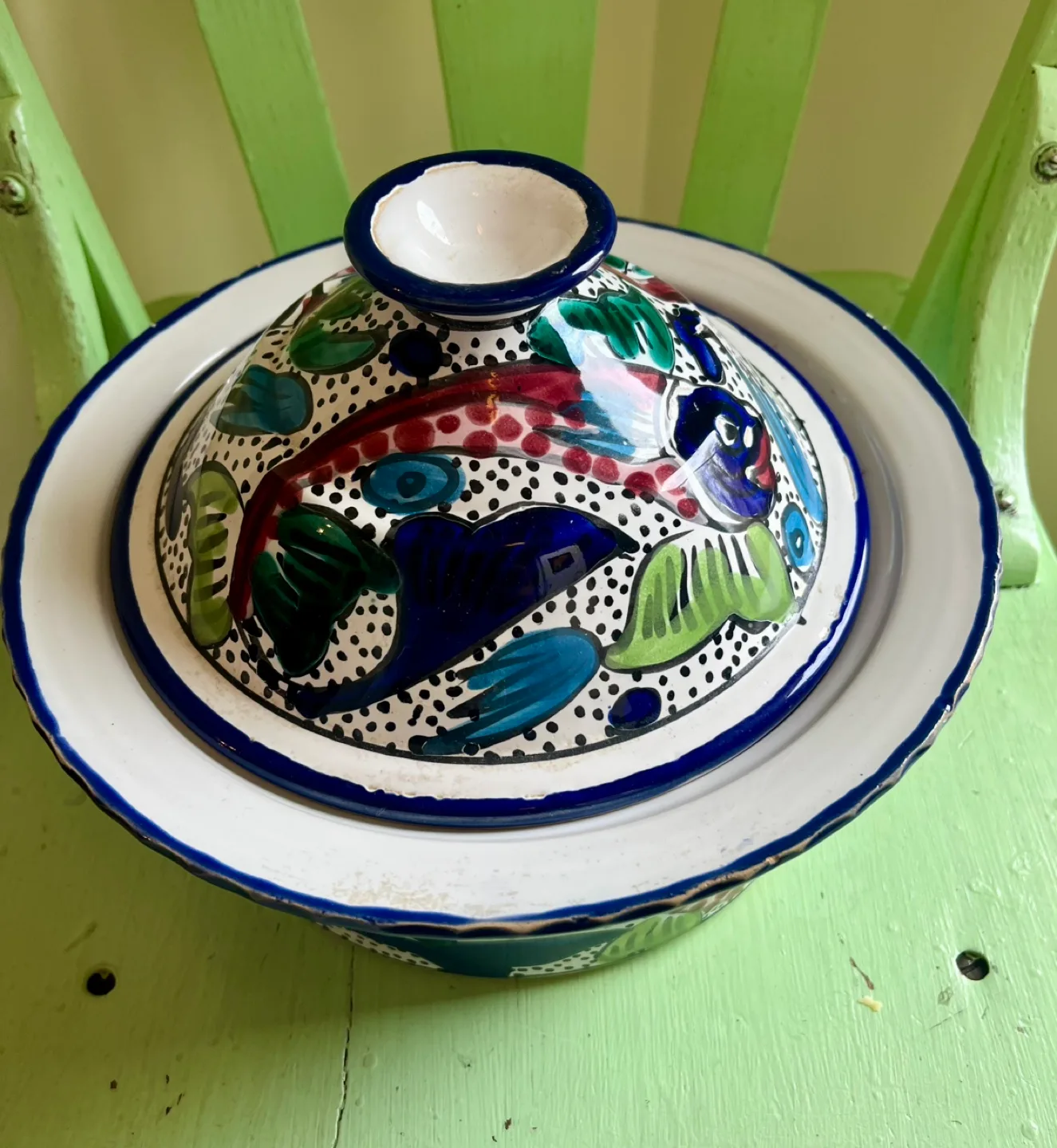 Hand-painted Casserole Dish with Lid image indicator(2)