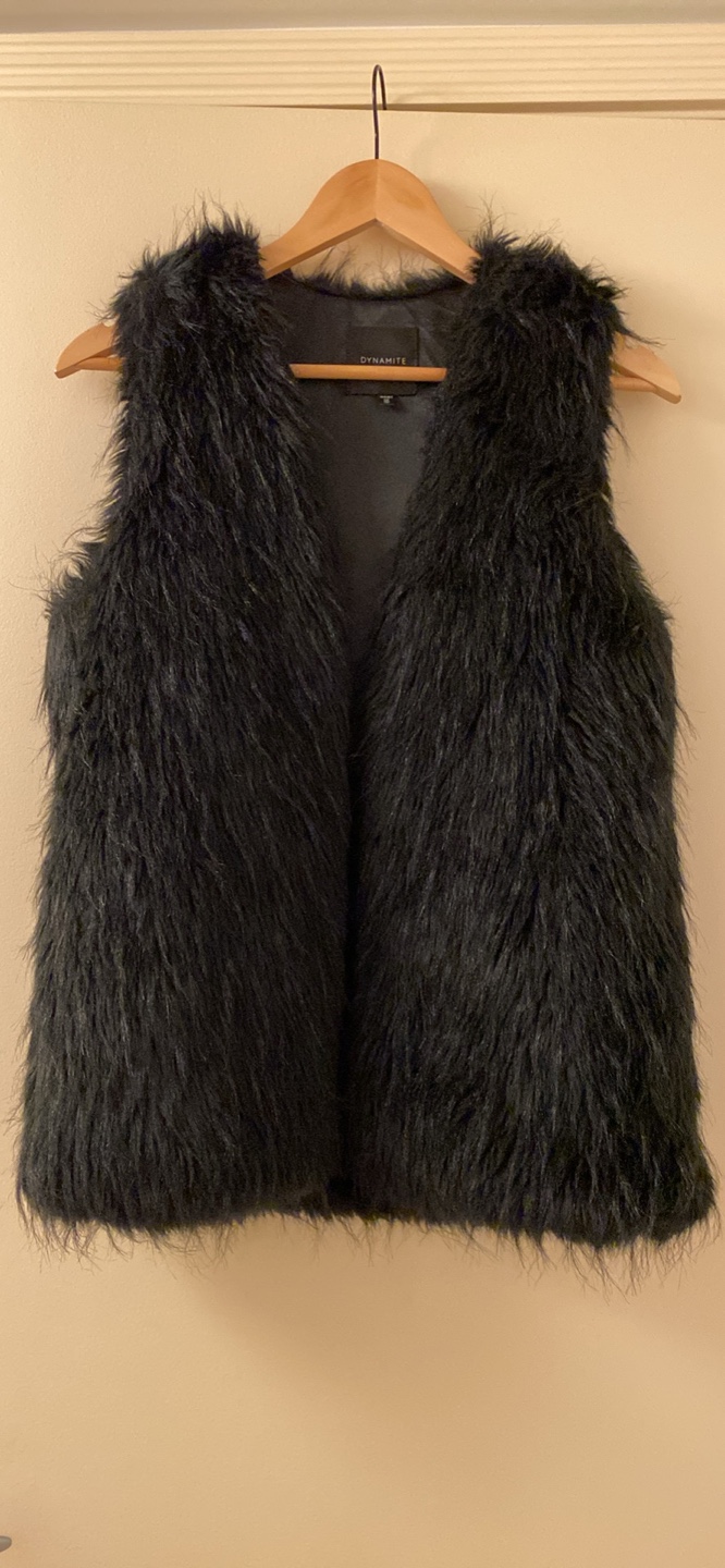 Dynamite Black Faux Fur Vest