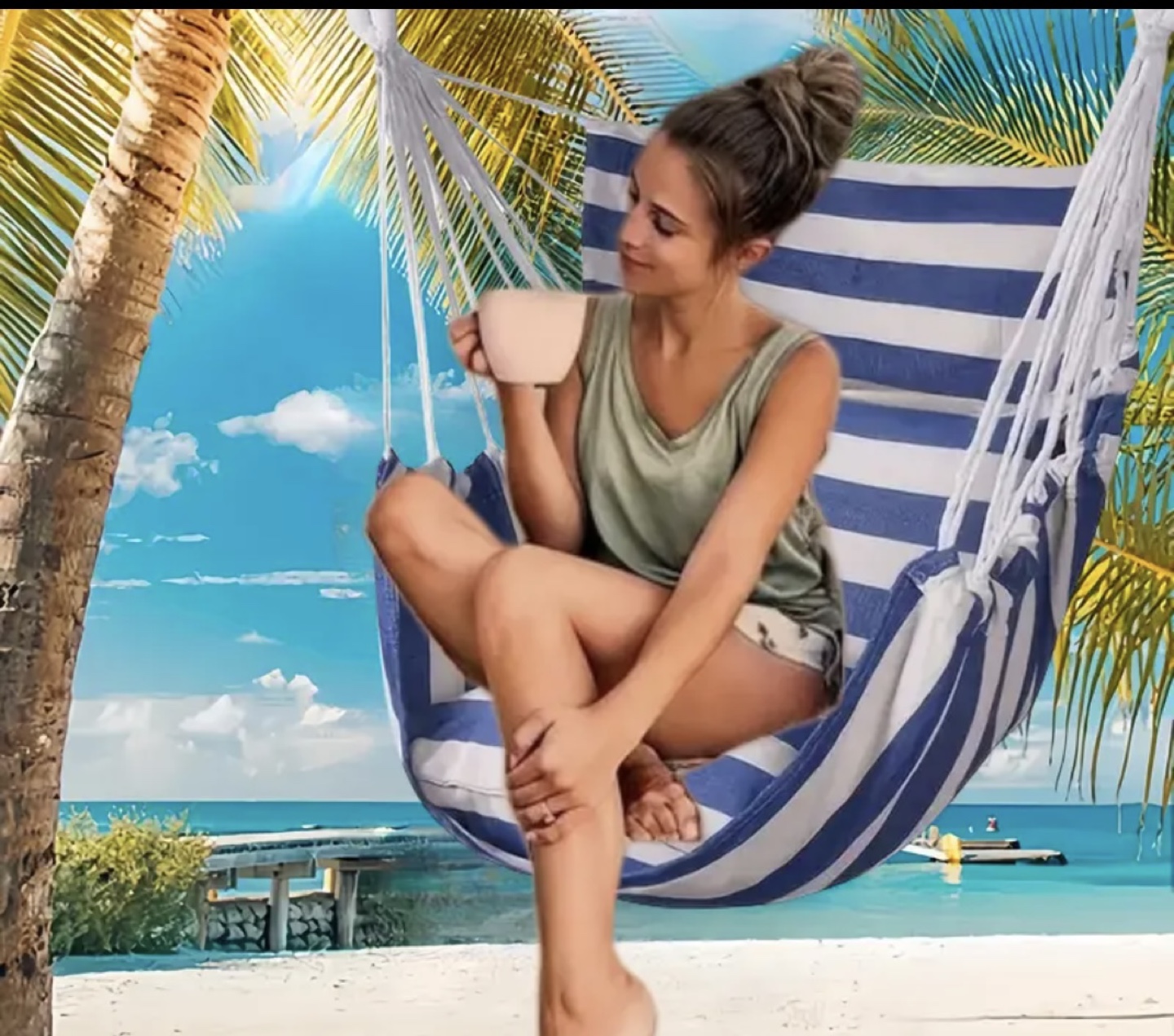 Striped Hanging Chair Swing - Hammock - photo 2