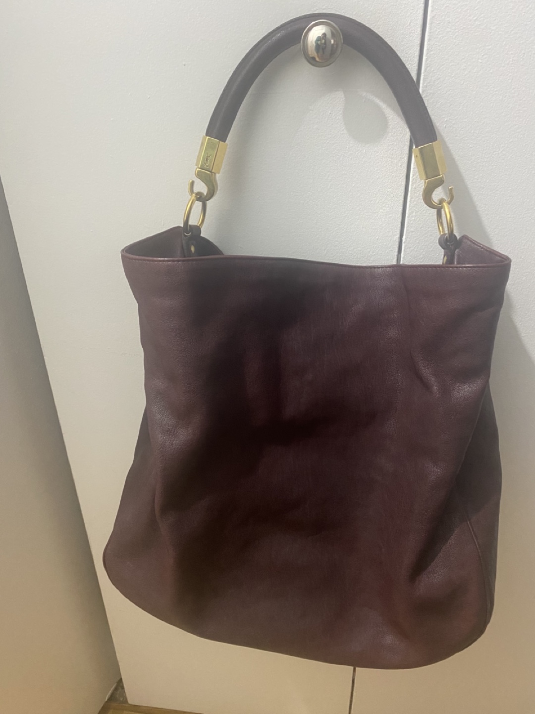 Yves Saint Laurent Burgundy Leather Tote Bag