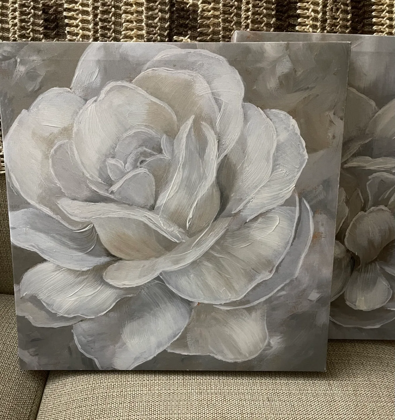 Pair of Grey and White Floral Canvas Wall Art image indicator(2)