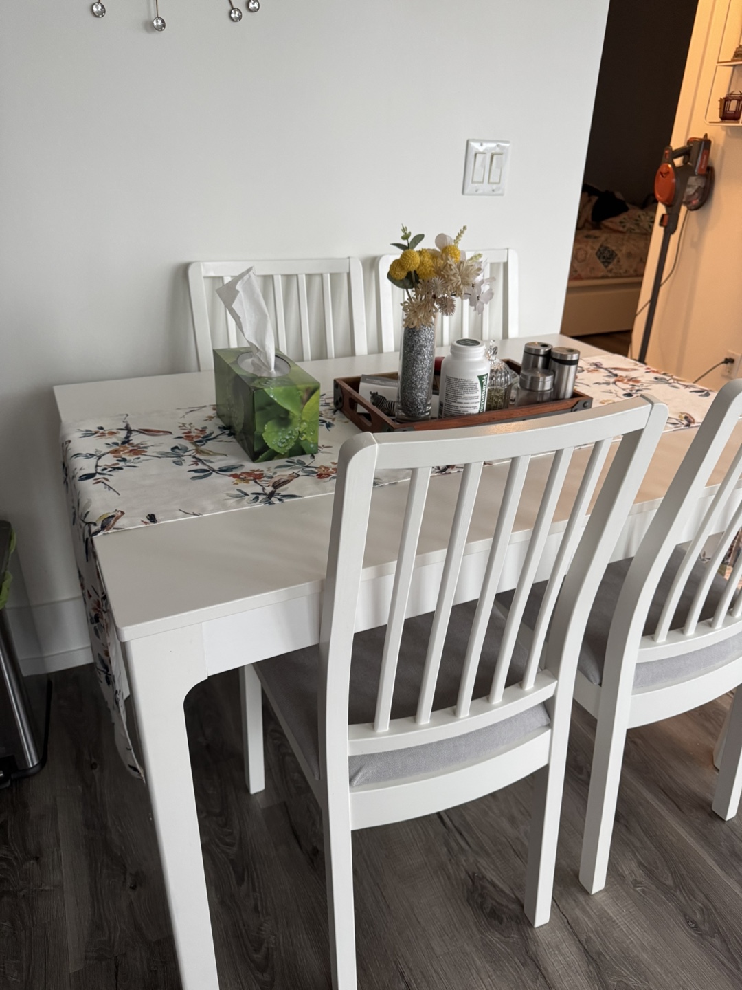 White Dining Table Set with Four Chairs - photo 3