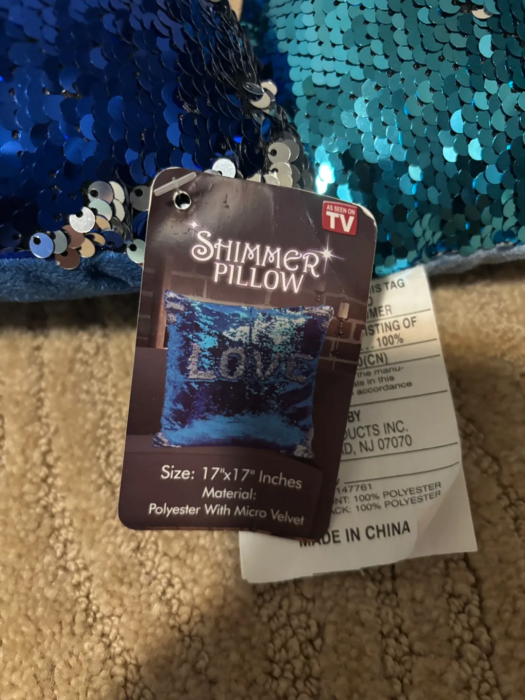 Two Shimmer Pillows - Blue and Teal Reversible Sequin Pillows image indicator(3)