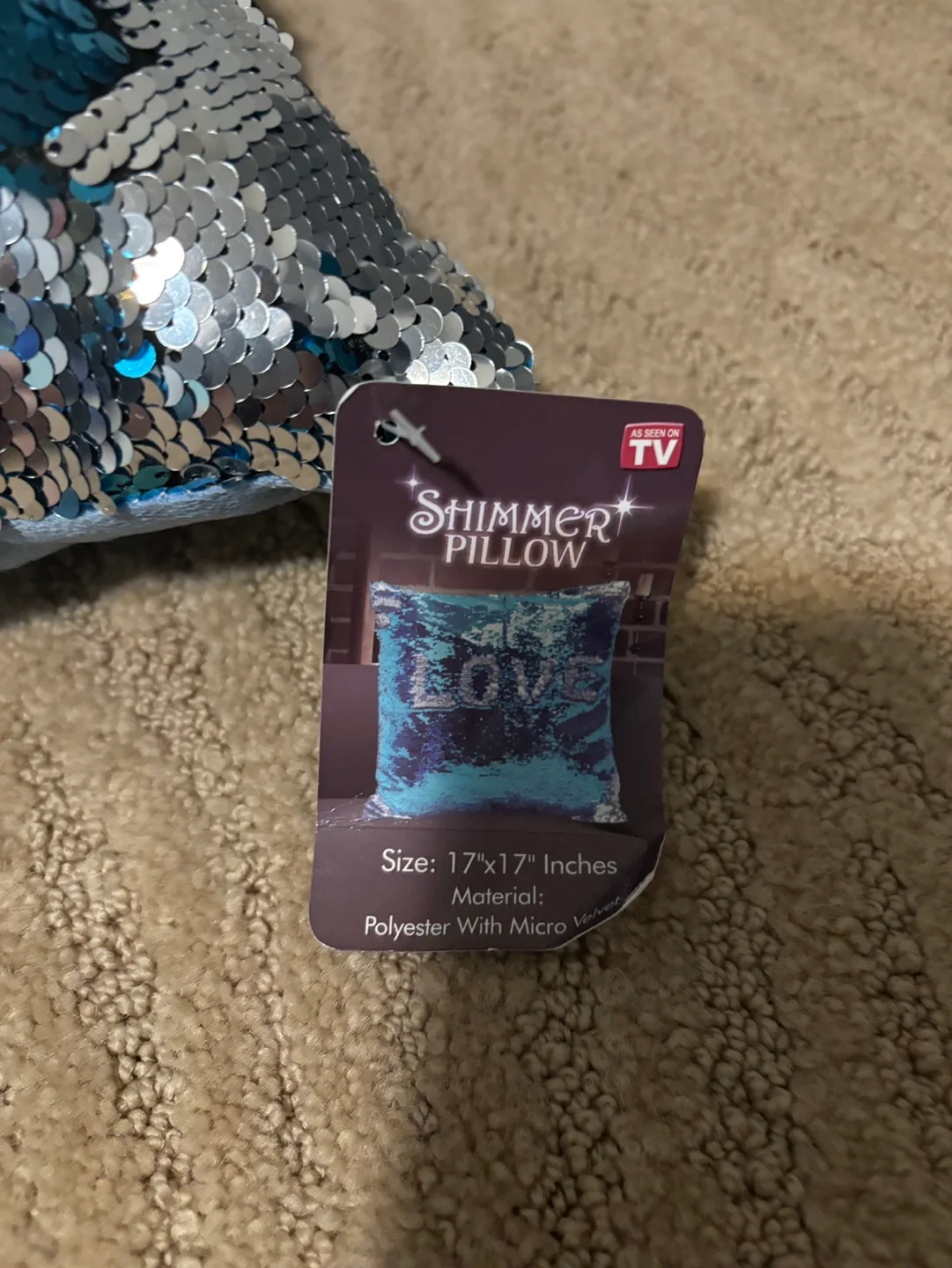 Two Shimmer Pillows - Blue and Teal Reversible Sequin Pillows image indicator(4)