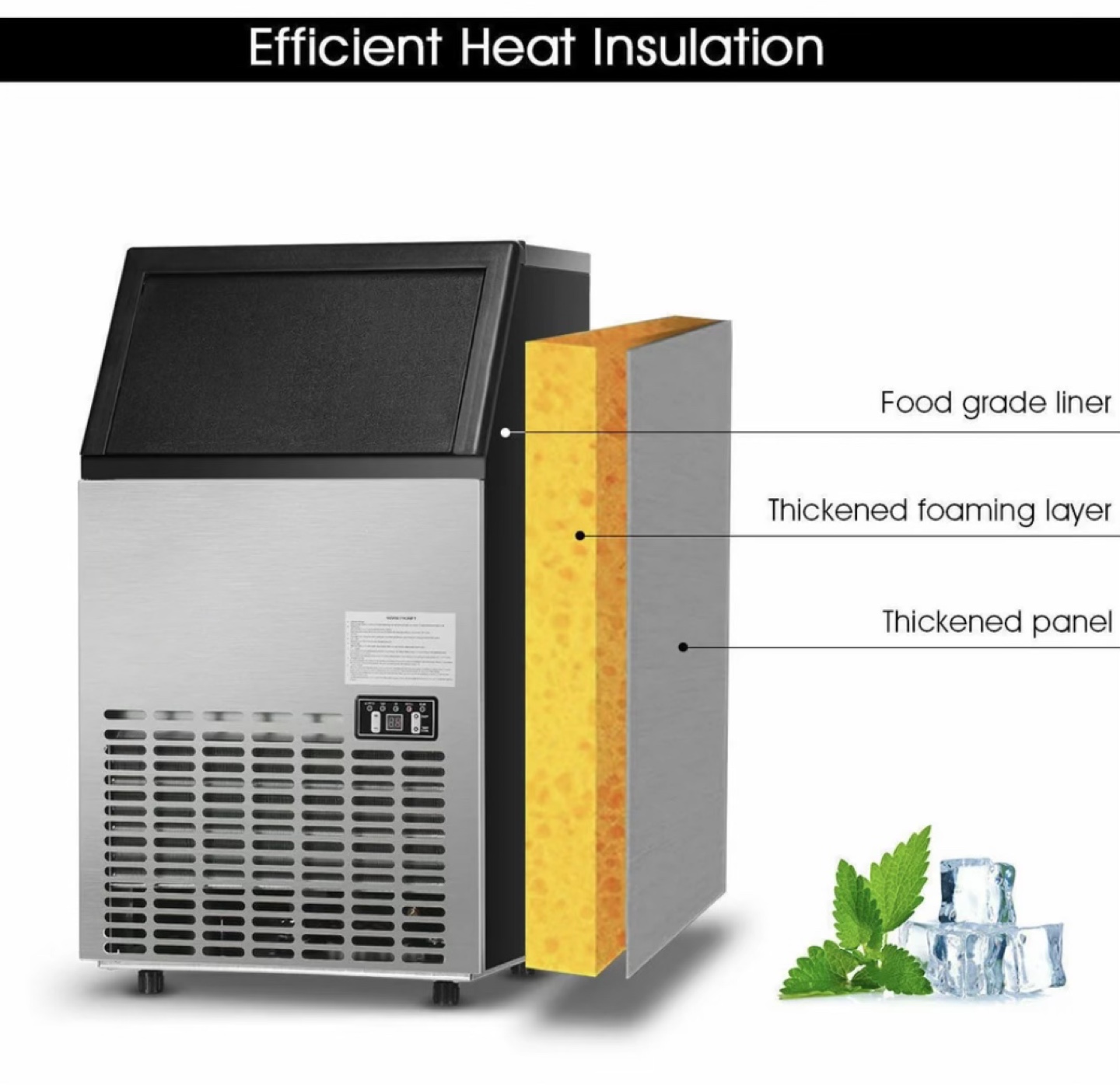 Commercial Ice Maker Machine- 33lb Ice Storage, 110 Cubes/Cycle - photo 5