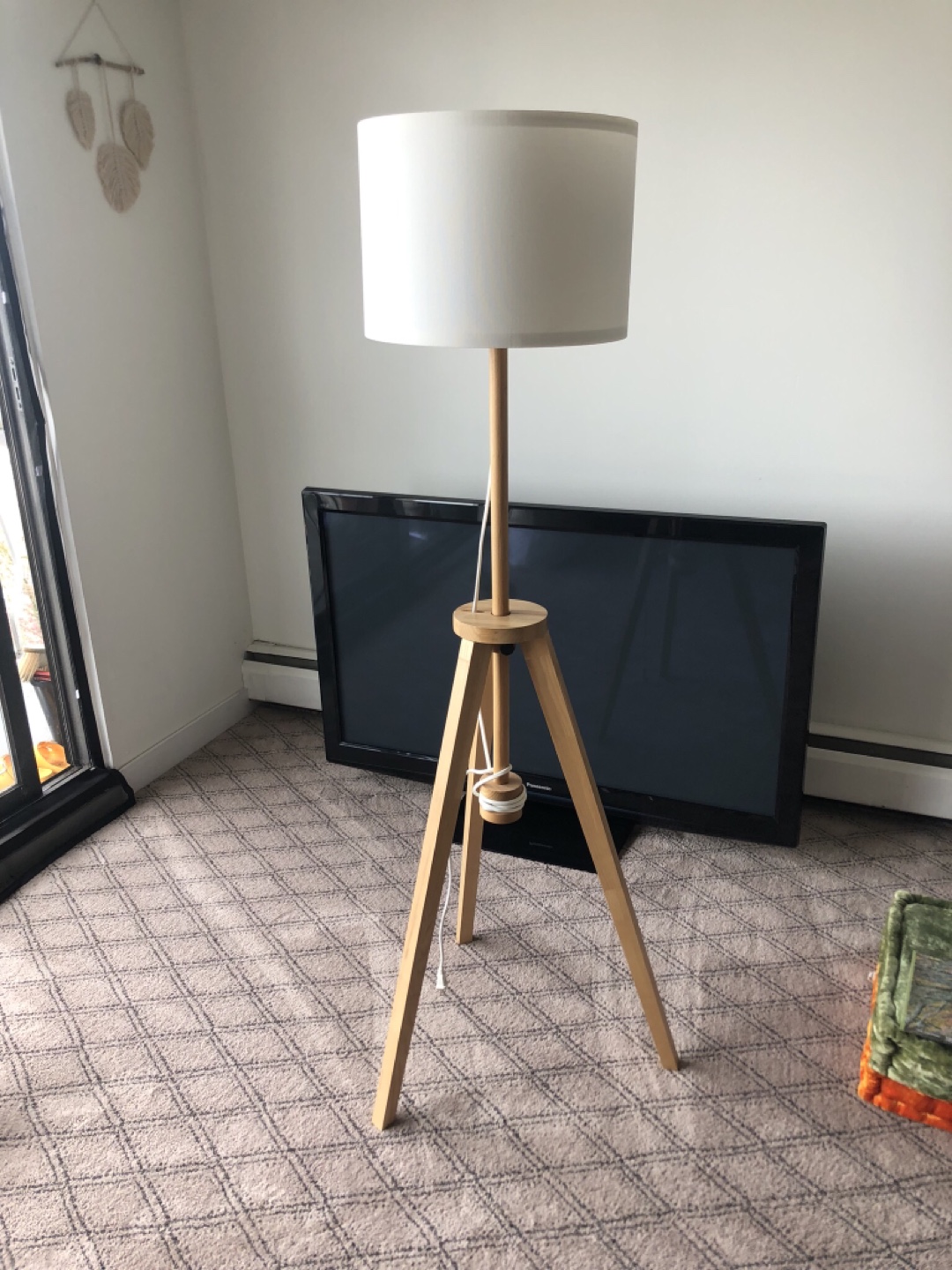 Tripod Floor Lamp with White Shade