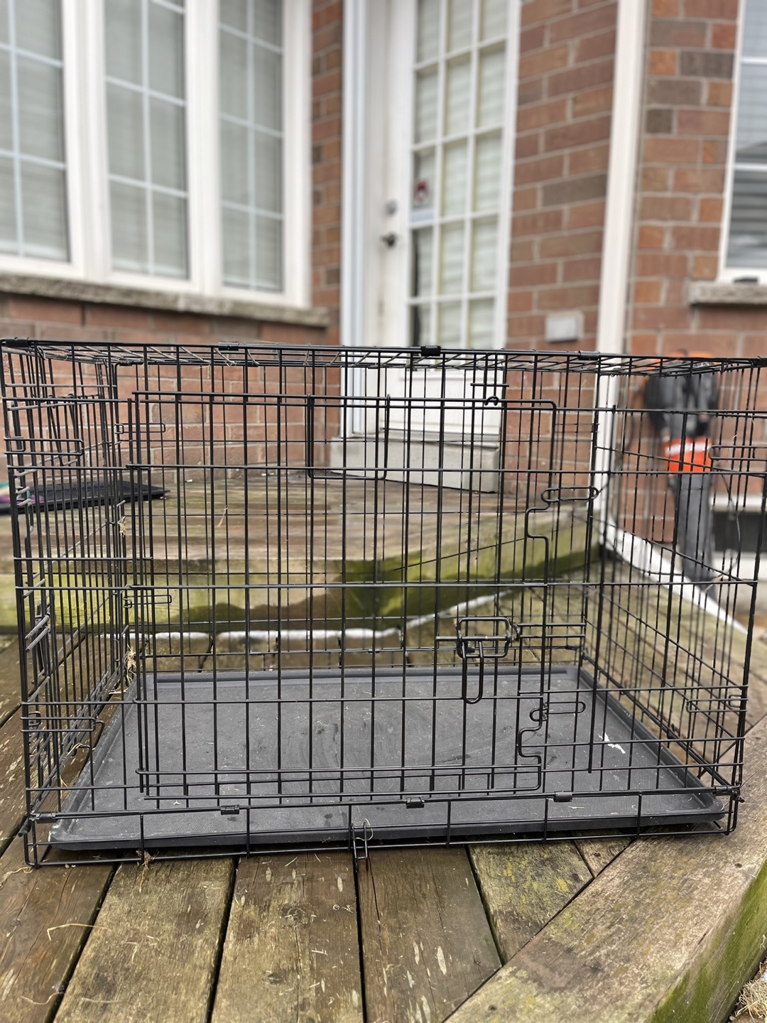 Black Wire Double Door Dog Crate
